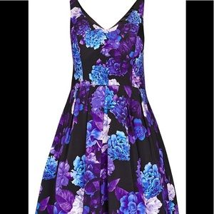 City Chic hydrangea fit and flare Dress